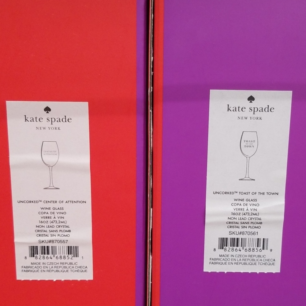 NWT Kate Spade Etched Crystal Wine Glasses(Set 4) - Picture 7 of 8